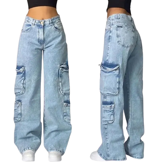 McBling Baggy Washed High Waist Denim Pants