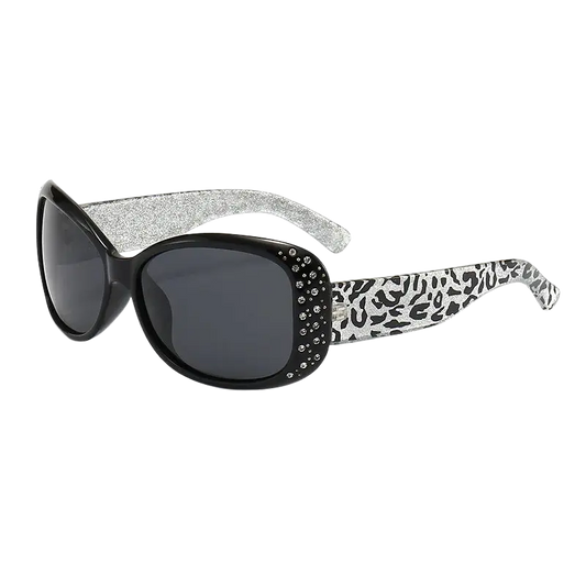 McBling Black and Silver Leopard Sunglasses