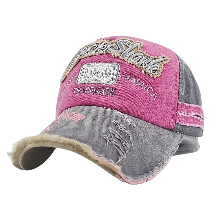 McBling Distressed Embroidery Baseball Hat