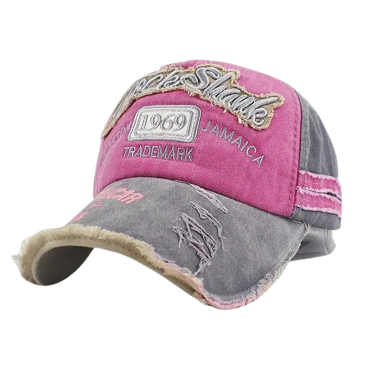 McBling Distressed Embroidery Baseball Hat