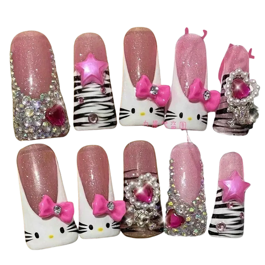 McBling Kitty False Nails