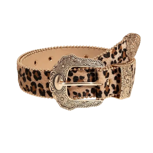 McBling Leopard Fur Print Belt