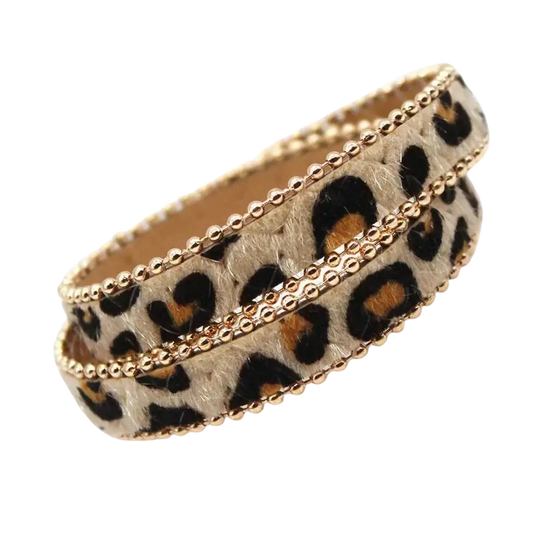 McBling Leopard Leather and Gold Bracelet