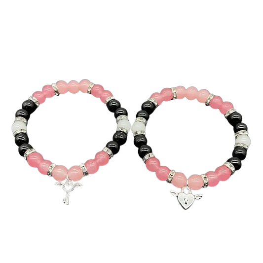 McBling Matching 2 Pcs Pink, Black and White Bracelets