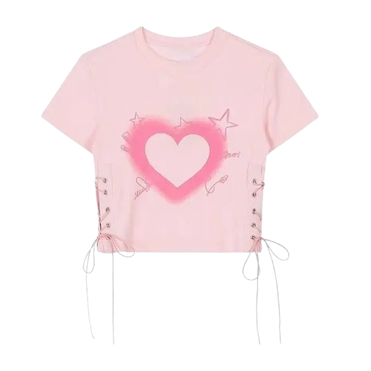 McBling ink Heart Crop Top with Straps