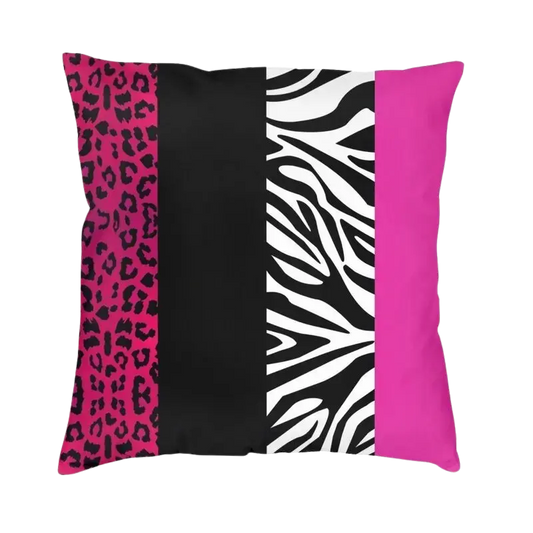 McBling Pink Leopard, Zebra and Stripes Pillow