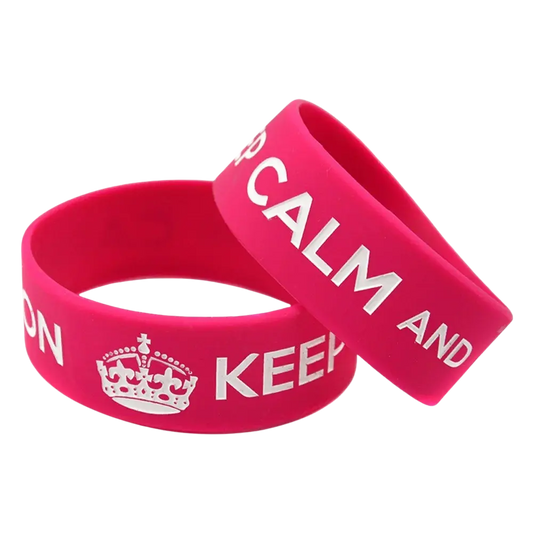 McBling Pink Silicone Bracelet - 'Keep Calm and Carry On'