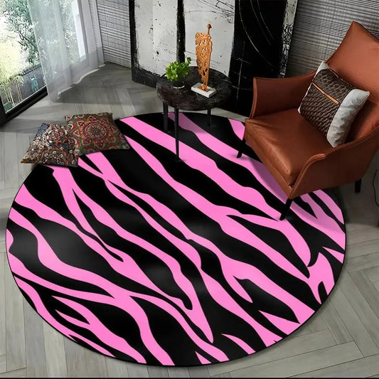 McBling Pink Zebra Round Rug