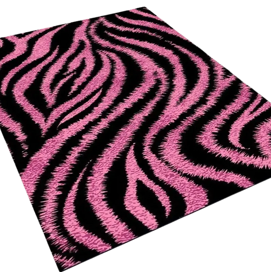 McBling Pink Zebra Square Rug