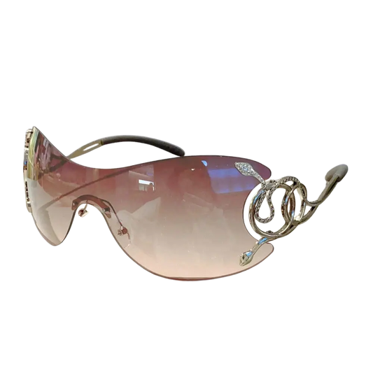 McBling Rimless Pink Snake Sunglasses