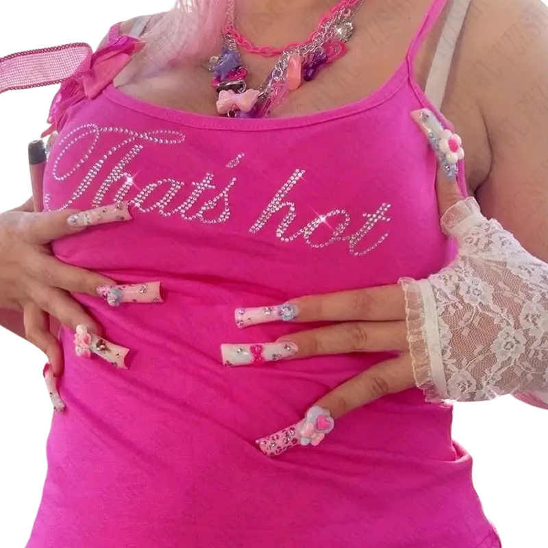 McBling 'That's Hot' Pink Gems Tank Top